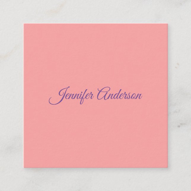 Calligraphy Elegant Pastel Red Personlig Namn Tilläggskort (Framsida)