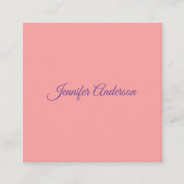 Calligraphy Elegant Pastel Red Personlig Namn Tilläggskort