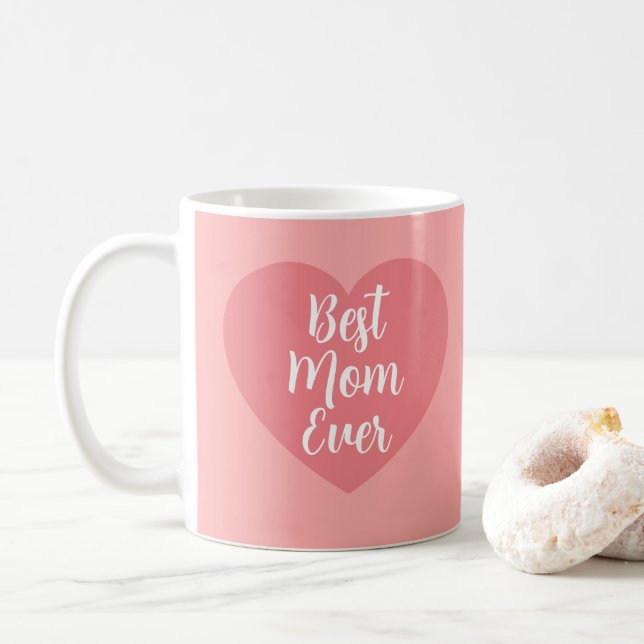 Calligraphy Elegant Pink Template Best Mom Ever Kaffemugg (Med munk)