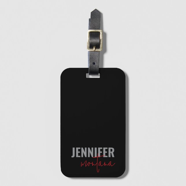 Calligraphy Elegant Plain Add Own Namn Bagagebricka (Framsida vertikal)