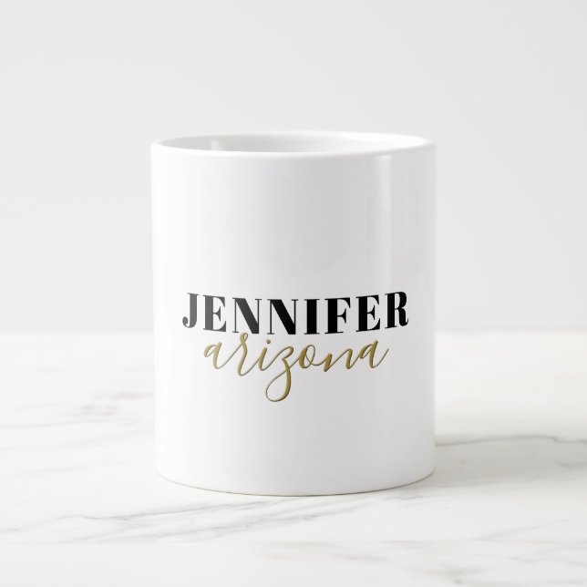 Calligraphy Elegant Plain Add Own Namn Jumbo Mugg (Framsidan)