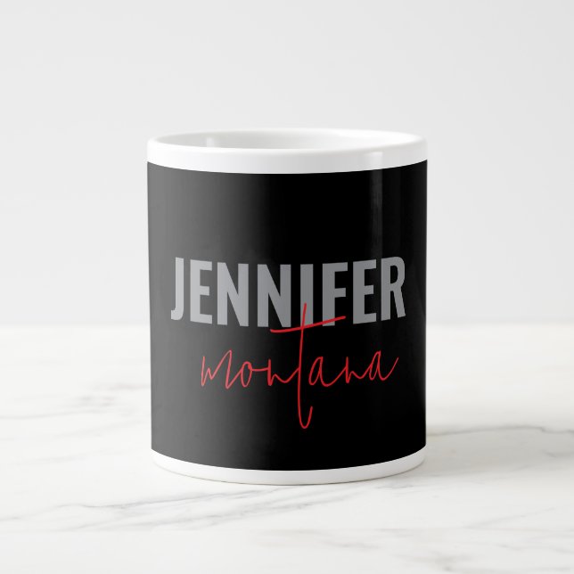 Calligraphy Elegant Plain Add Own Namn Jumbo Mugg (Framsidan)