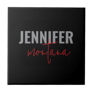 Calligraphy Elegant Plain Add Own Namn Kakelplatta