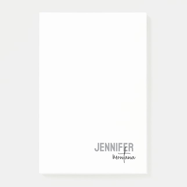 Calligraphy Elegant Plain Add Own Namn Post-it Block (Framsida)