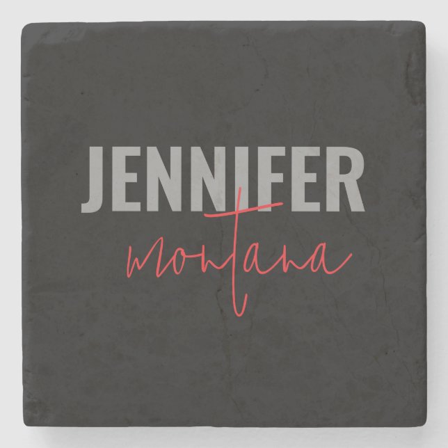 Calligraphy Elegant Plain Add Own Namn Stenunderlägg (Framsidan)