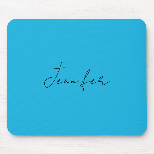 Calligraphy Elegant Plain Simple Namn Blue Musmatta (Framsidan)