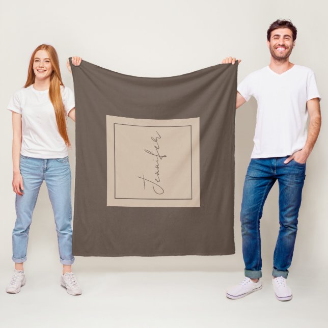 Calligraphy Elegant Plain Simple Namn Fleecefilt (På plats)