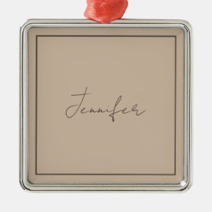 Calligraphy Elegant Plain Simple Namn Julgransprydnad Metall