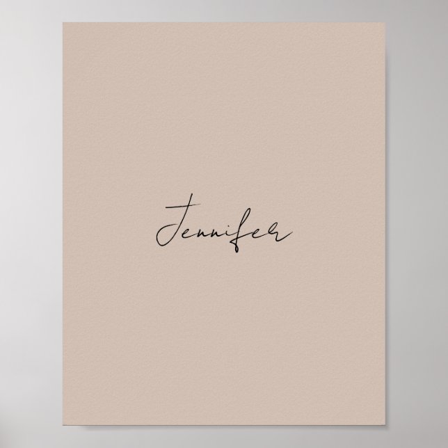 Calligraphy Elegant Plain Simple Namn Poster (Framsidan)