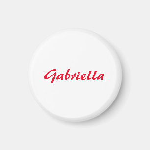 Calligraphy Elegant Red White Plain Simple Namn Magnet
