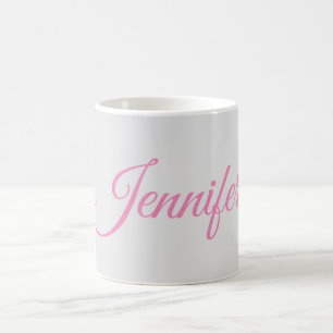 Calligraphy Elegant Rosa Grått Lägg till ditt namn Kaffemugg
