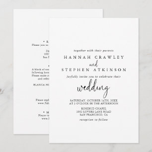 Calligraphy Elegant Script Front & Back Bröllop Inbjudningar