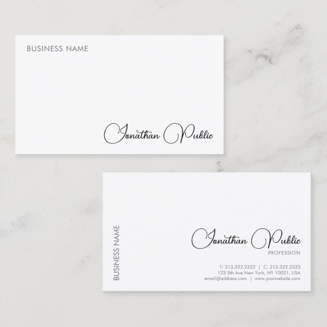 Calligraphy Elegant Simple Professionell Modern Visitkort (Fram/baksida)