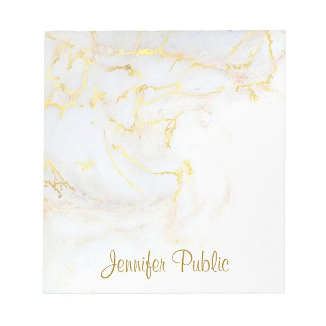 Calligraphy Elegant Template Guld White Marble Anteckningsblock (Framsida)