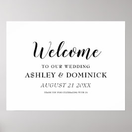 Calligraphy Elegant Welcome Rustic Bröllop Sign Poster
