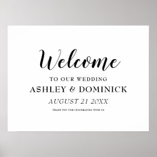 Calligraphy Elegant Welcome Rustic Bröllop Sign Poster