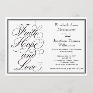 Calligraphy Faith Hope Kärlek bröllopsinbjudan Inbjudningar