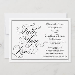 Calligraphy Faith Hope Kärlek bröllopsinbjudan Inbjudningar