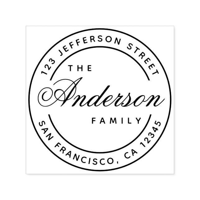 Calligraphy Family Namn Elegant-skript Adress Självfärgande Stämpel (Design)