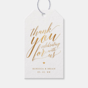 Calligraphy Faux Gold Foil Bröllop Tack Presentetikett
