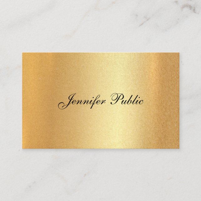 Calligraphy Faux Guld, handskriven Elegant Visitkort (Framsida)