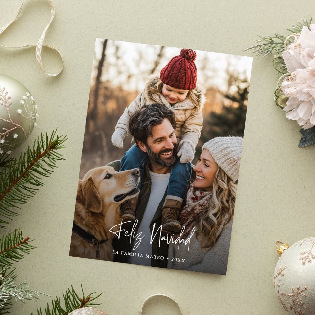 Calligraphy Feliz Navidad Photo Overlay jul Julkort (Skapare uppladdad)