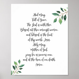Calligraphy för tryck för hagelMary katolsk bön