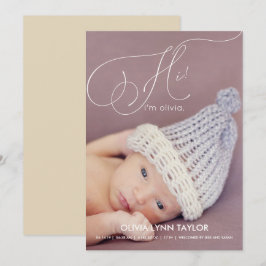 Calligraphy Fullt Photo Baby Birth Notice Inbjudningar