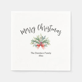 Calligraphy God jul Greenery Family Pappersservett