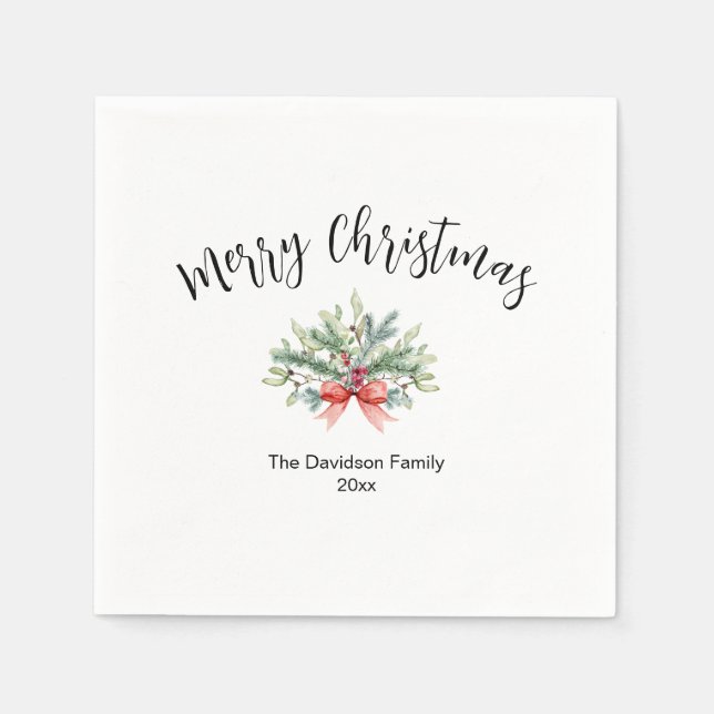 Calligraphy God jul Greenery Family Pappersservett (Framsidan)