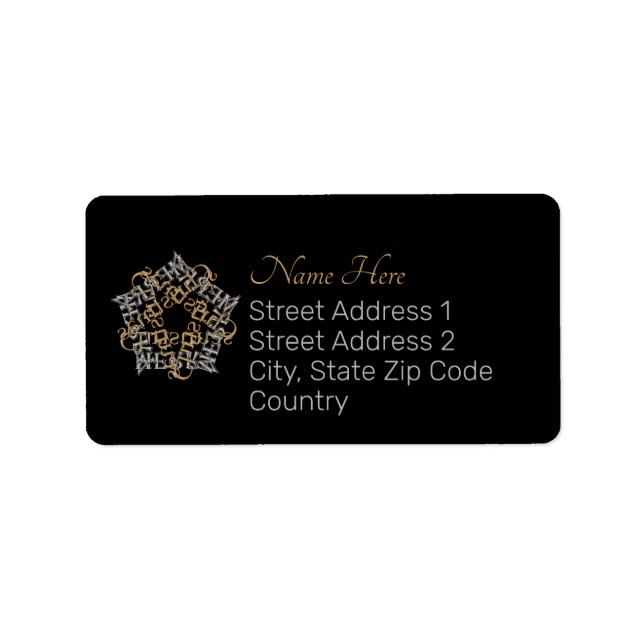 Calligraphy God jul Guld Silver Black Adressetikett (Framsidan)