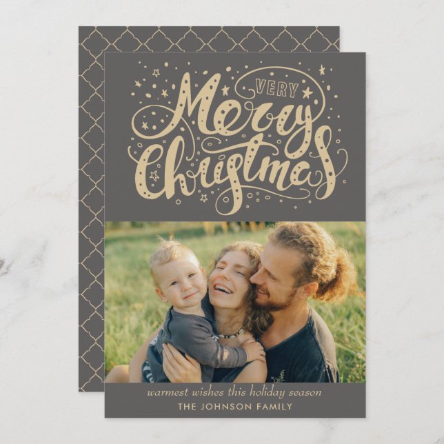 Calligraphy God jul Photo Julkort Inbjudningar (Fram/baksida)