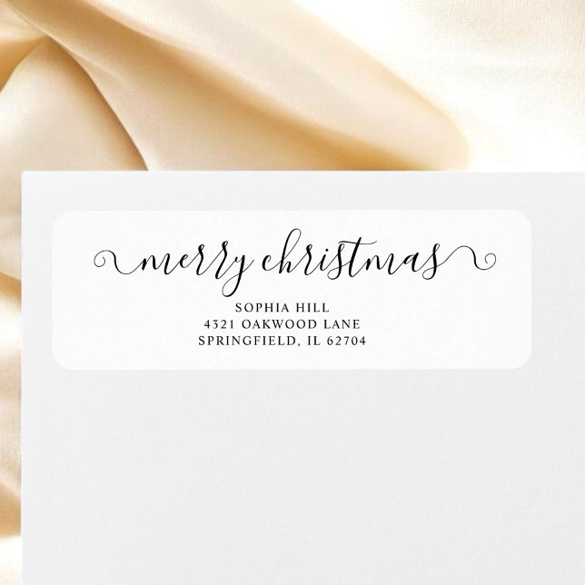 Calligraphy God jul White Returadress Etikett (Skapare uppladdad)