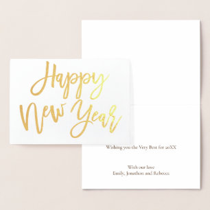 Calligraphy Gott nytt år Guld Real Folierat Kort