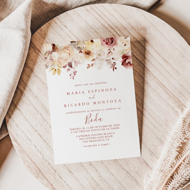 Calligraphy Gracnice Blommigt Boda Spain Bröllop Inbjudningar (Skapare uppladdad)