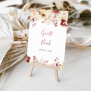 Calligraphy Gracnice Blommigt Guest Bok-tecken Poster