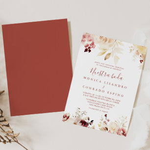 Calligraphy Gracnice Blommigt Nuestra Boda Bröllop Inbjudningar