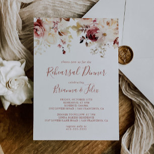 Calligraphy Gracnice Blommigt Rehearsal Dinner Inbjudningar