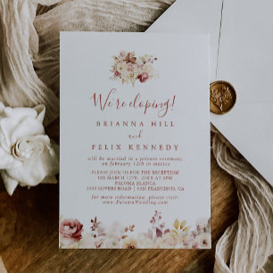Calligraphy Gracresh Blommigt Elopement Reception Inbjudningar