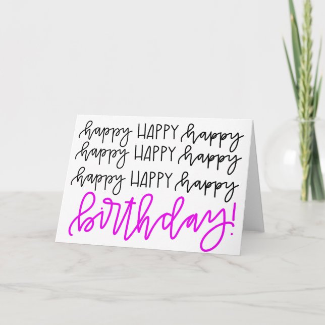 Calligraphy Grattis på födelsedagen Card Kort (Framsida)