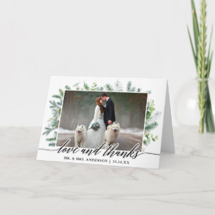 Calligraphy Grey Gräs Kärlek Tack Bröllop Fold Kort