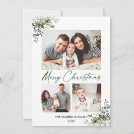 Calligraphy Grönt Bläck jul Greenery 3 Photo Julkort