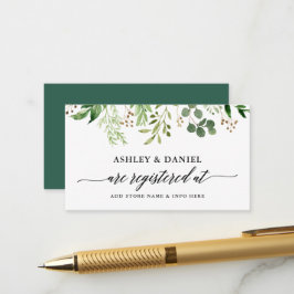 Calligraphy Grönt Botanical Bröllop Registry Tilläggskort