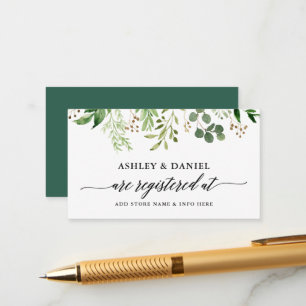 Calligraphy Grönt Botanical Bröllop Registry Tilläggskort