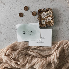 Calligraphy Grönt och White Bröllop Tack Kort