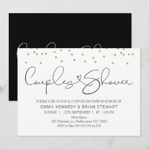 Calligraphy guld dots par duschinbjudan inbjudningar