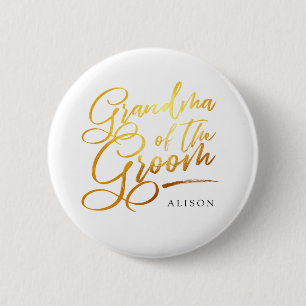Calligraphy Guld Grandma of the Groom elegant Knapp