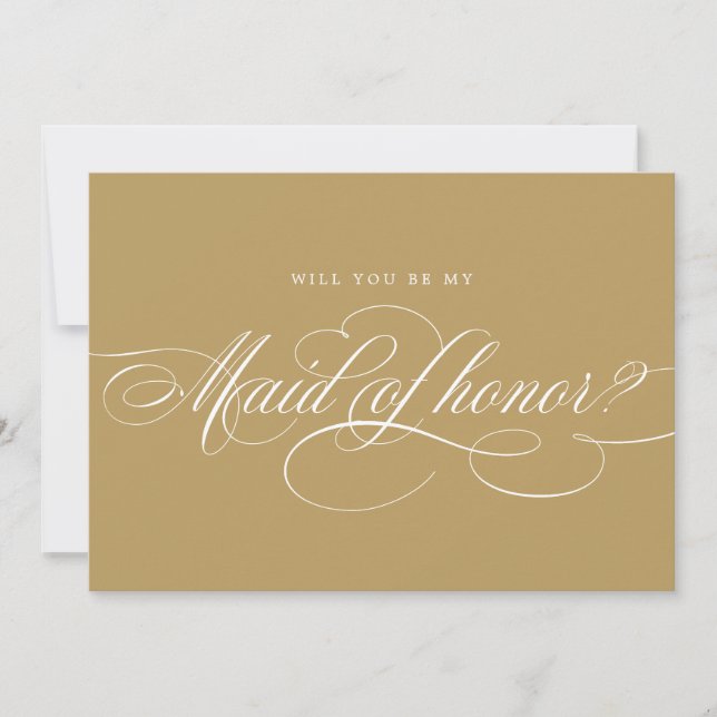 Calligraphy Guld kommer att vara min Maid of honor Inbjudningar (Framsida)