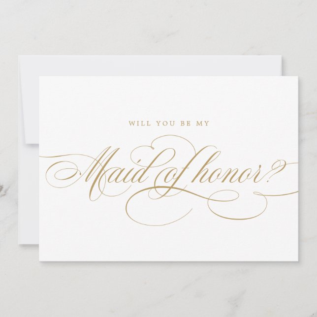 Calligraphy Guld kommer att vara min Maid of honor Inbjudningar (Framsida)