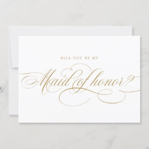 Calligraphy Guld kommer att vara min Maid of honor Inbjudningar